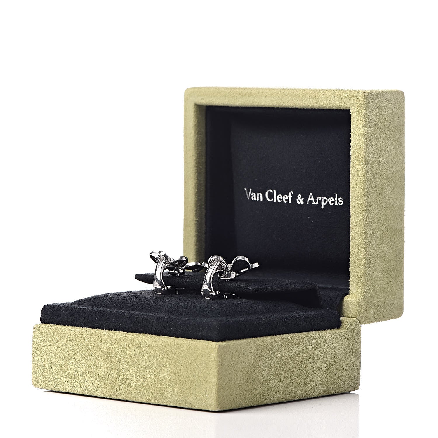 Van Cleef & Arpels 18K White Gold Diamond Small Frivole Earrings 6 of 6