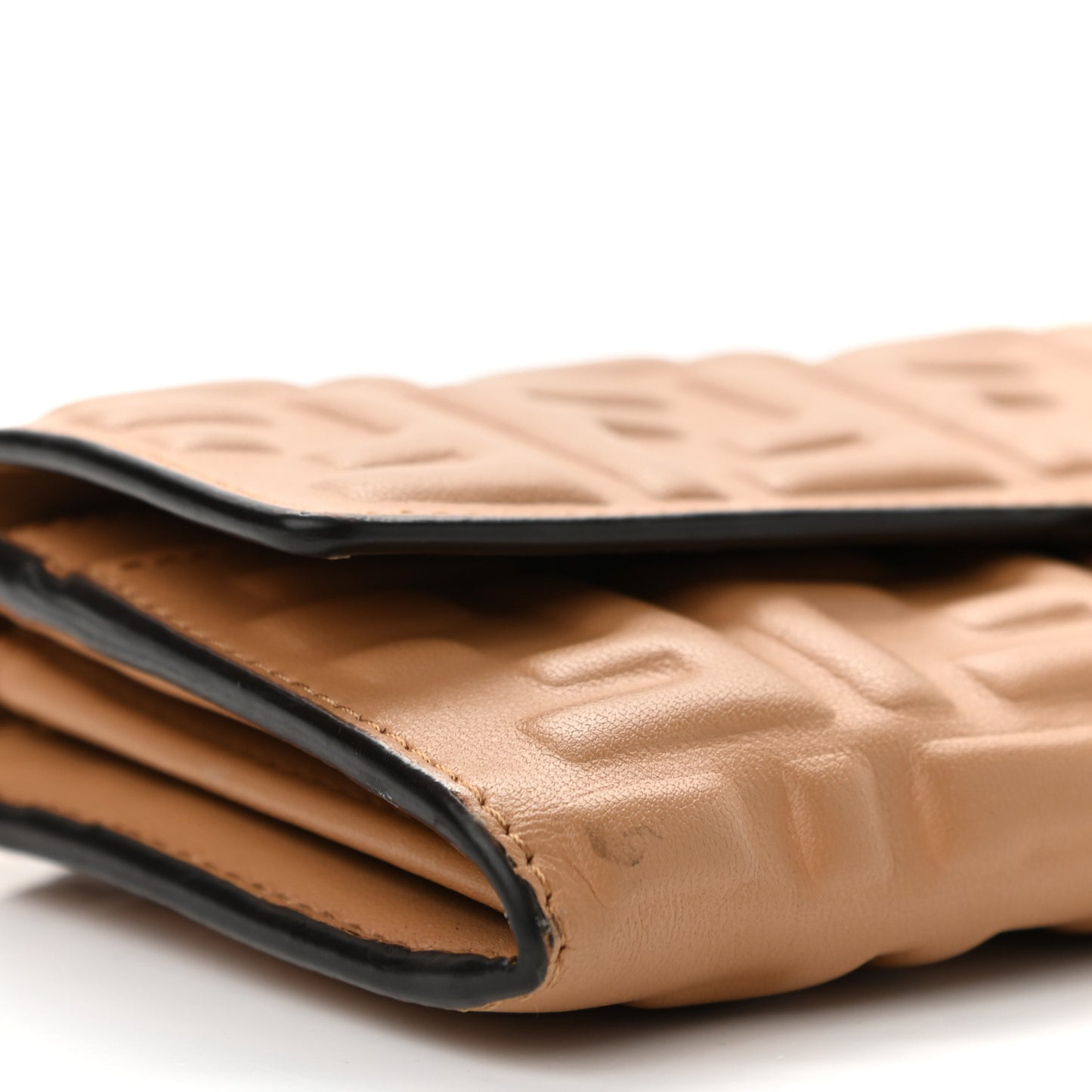 Nappa Matisse FF Embossed Continental Wallet on Chain Miele Scuro