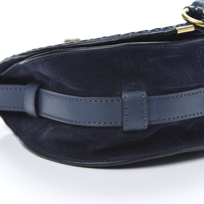 Chloe Suede Calfskin Braided Mini Marcie Round Crossbody Bag Navy 9 of 12