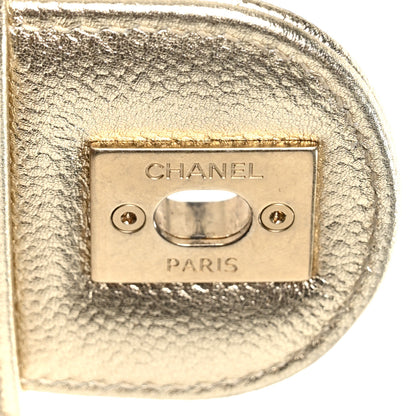 Chanel Metallic Caviar Quilted Mini Rectangular CC Slide Flap Light Gold 7 of 11