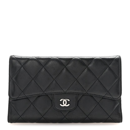 Chanel Lambskin Quilted Large Flap Wallet Black 1 of 8