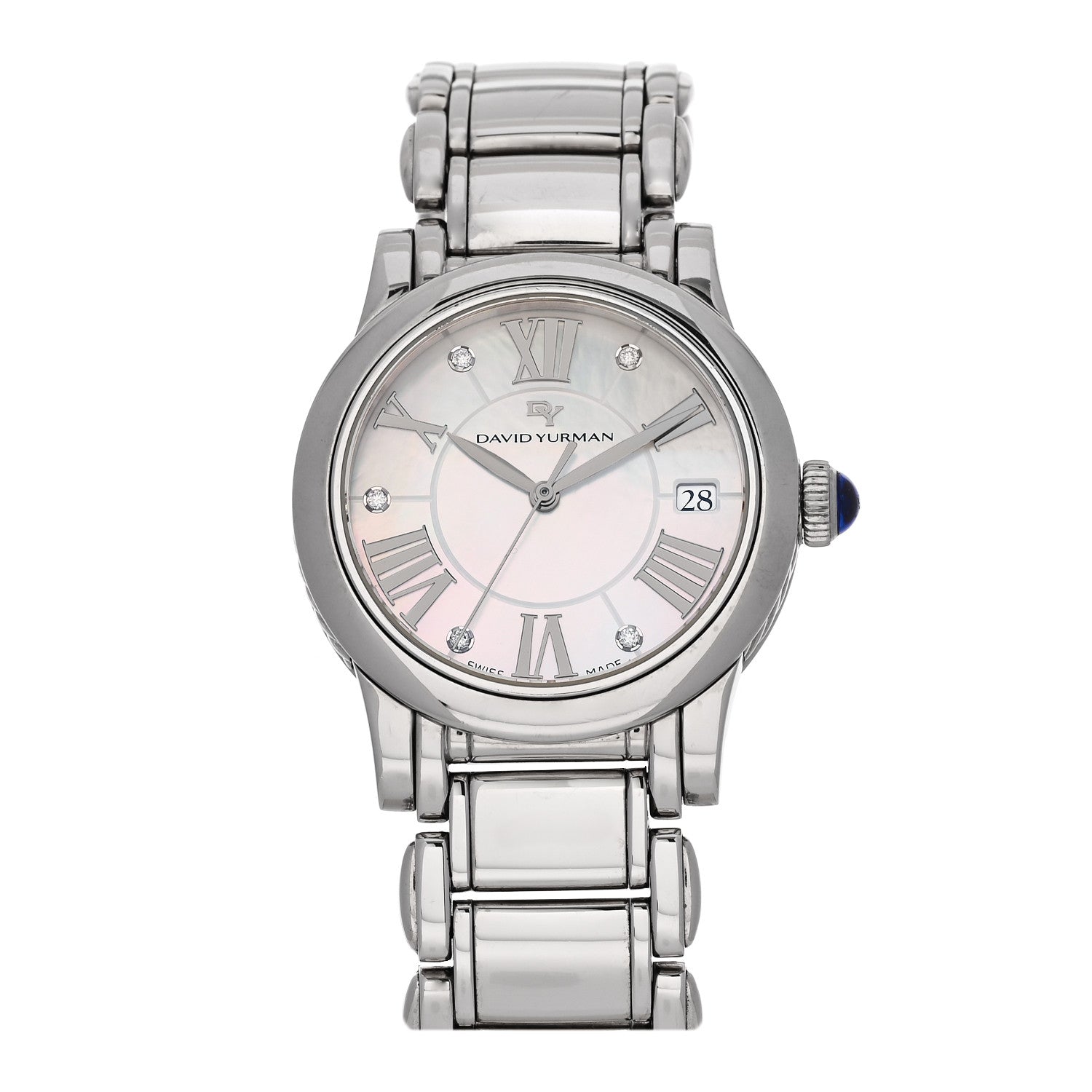David Yurman Stainless Steel Diamond Mother of Pearl 38mm Classic Quartz Watch 1 of 5