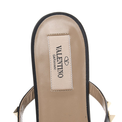 Valentino Garavani Pebbled Calfskin Rockstud Flat Cage Mules 38 Black 6 of 8