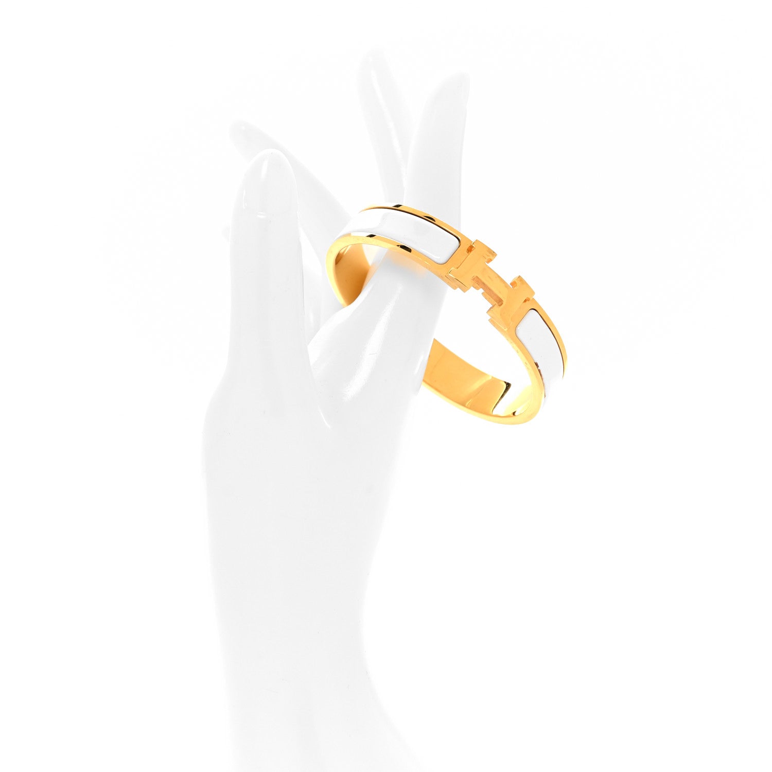 Hermes Enamel Narrow Clic Clac H Bracelet GM White 2 of 6