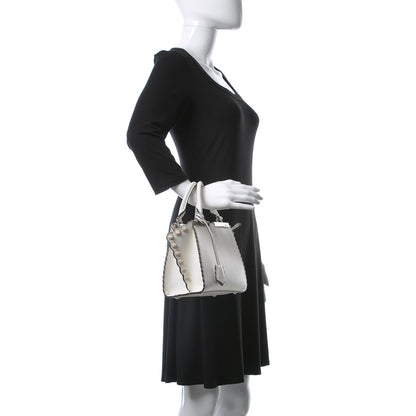 Fendi Vitello Dolce Scalloped Studded Mini 3Jours Tote White Ice Nuvola 3 of 13