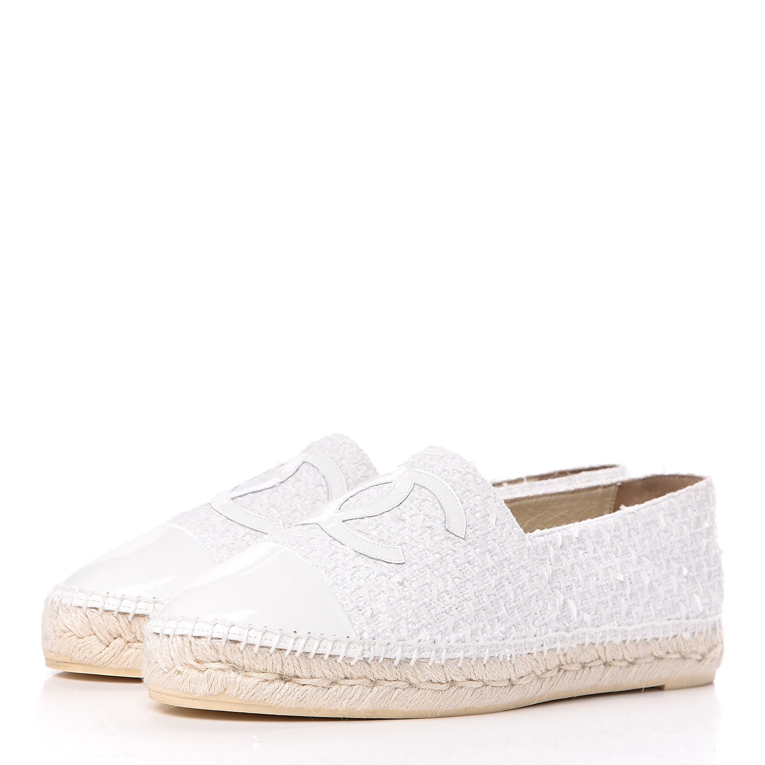 Chanel Tweed Patent CC Espadrilles 42 White 3 of 11
