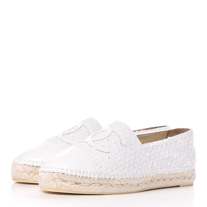 Chanel Tweed Patent CC Espadrilles 42 White 3 of 11