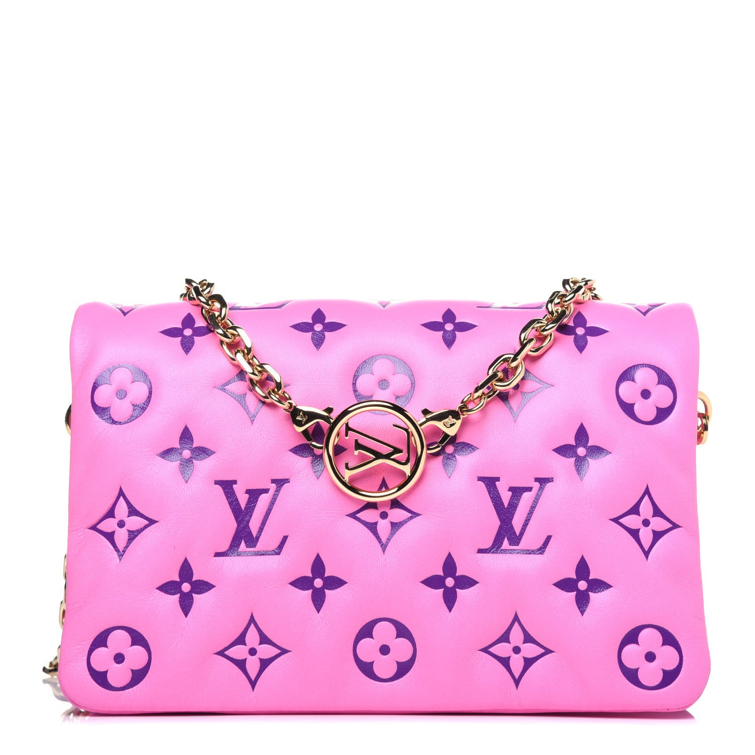 Louis Vuitton Lambskin Embossed Monogram Vuittamins Pochette Coussin Rose Violet 1 of 11