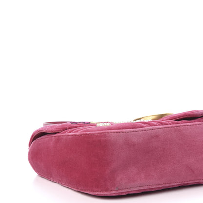 Gucci Velvet Matelasse Blind for Love Embroidered Medium GG Marmont Shoulder Bag Light Raspberry Rose Multicolor 10 of 13