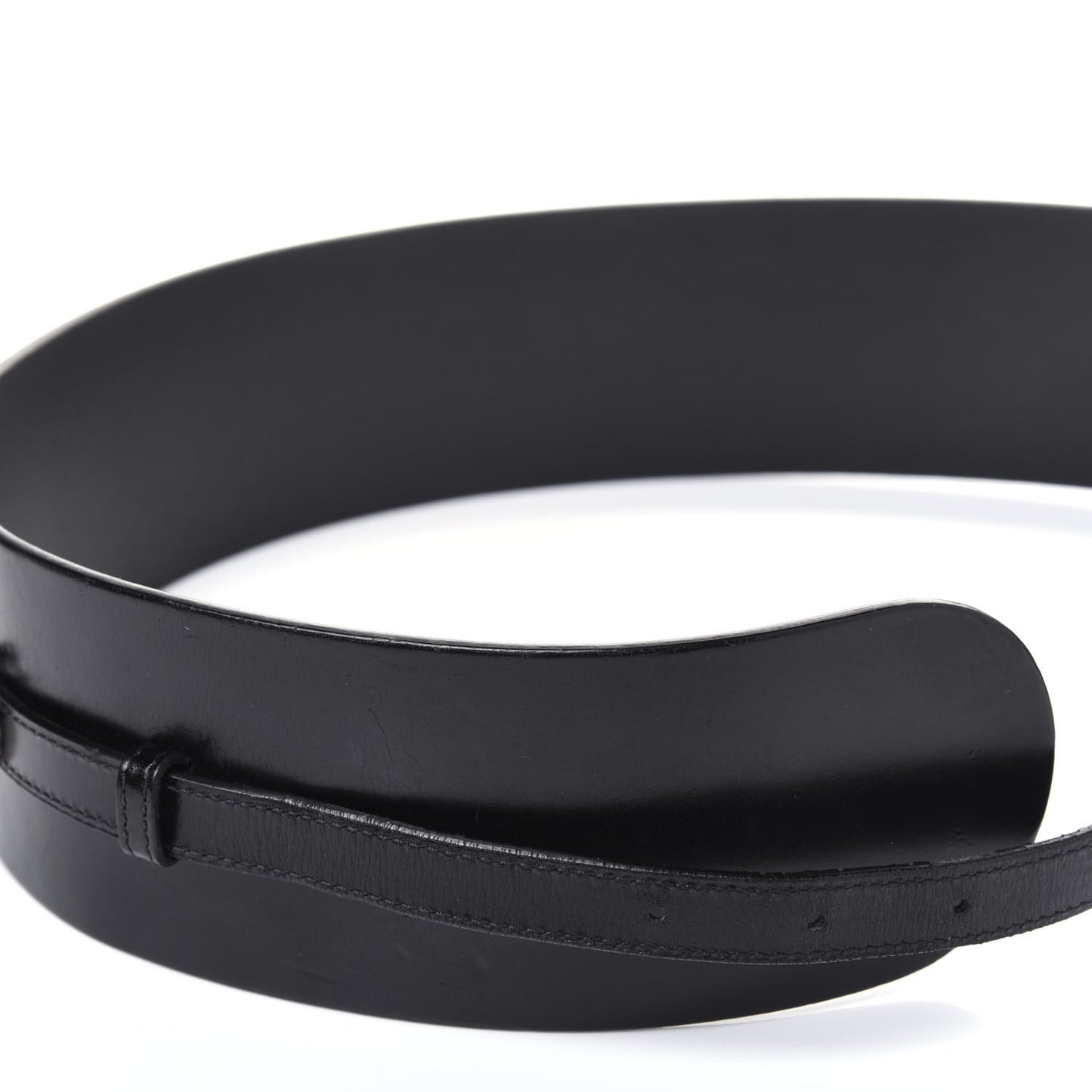 Calfskin Horsebit Wide Belt 80 32 Black