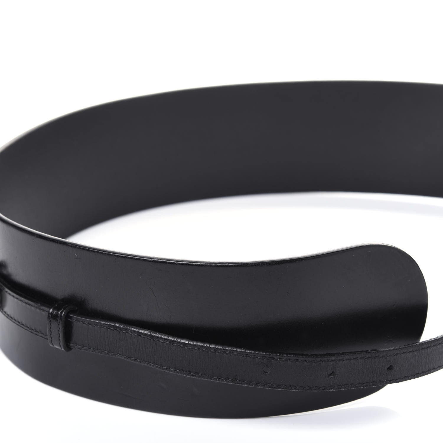 Gucci Calfskin Horsebit Wide Belt 80 32 Black 4 of 5