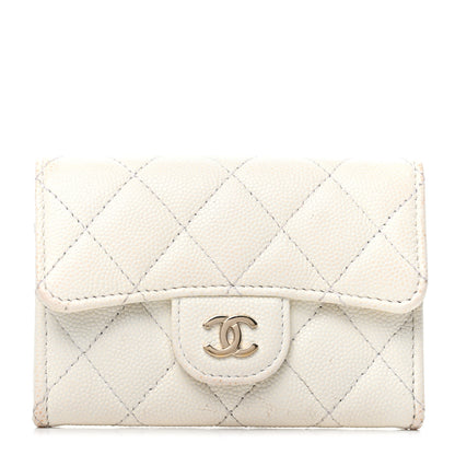 Chanel Caviar Quilted Flap Card Holder White 1 of 8