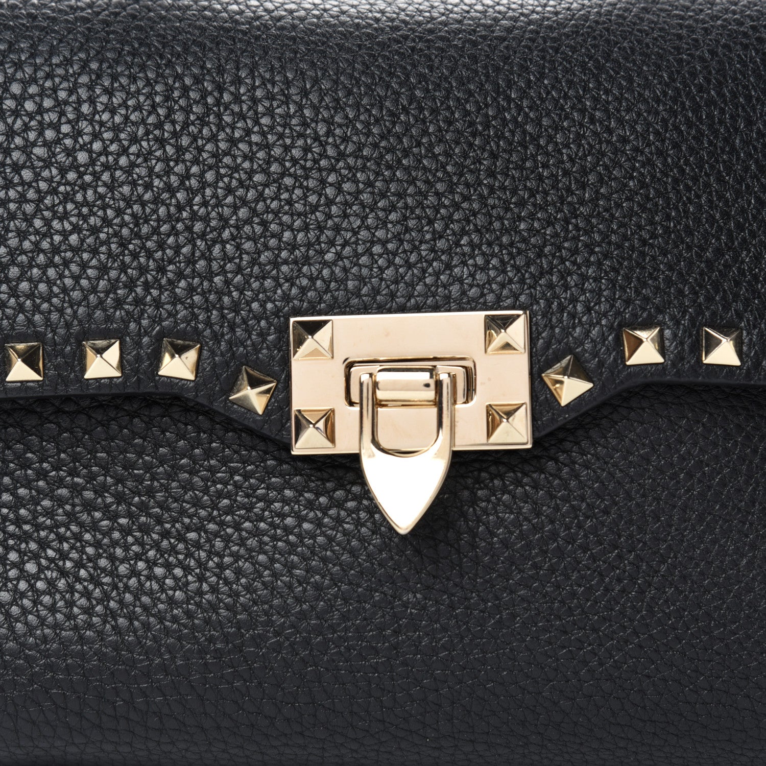 Valentino Garavani Pebbled Calfskin Rockstud Single Handle Flap Bag Black 9 of 9