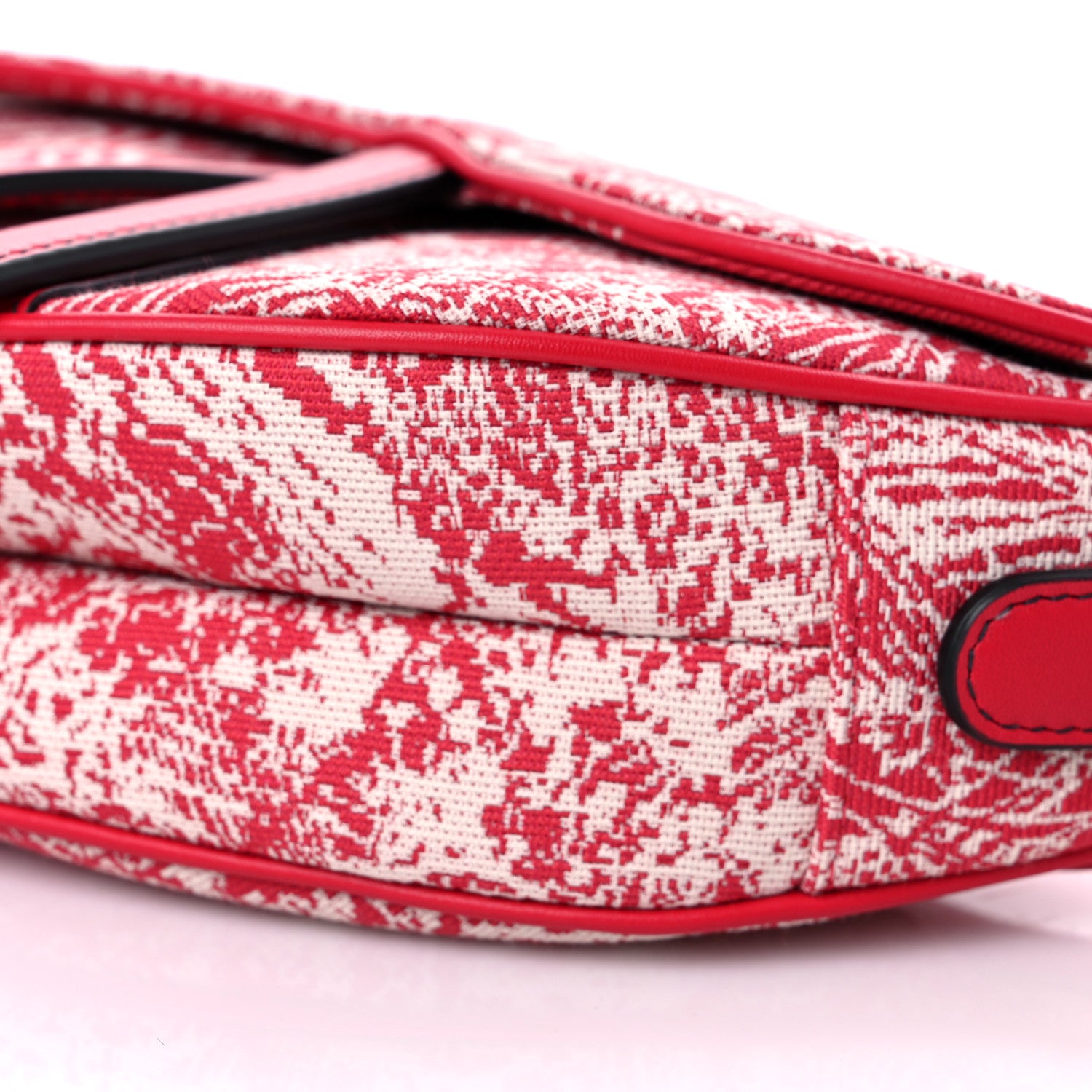 Christian Dior Canvas Reverse Embroidered Toile De Jouy Saddle Bag Red 8 of 8