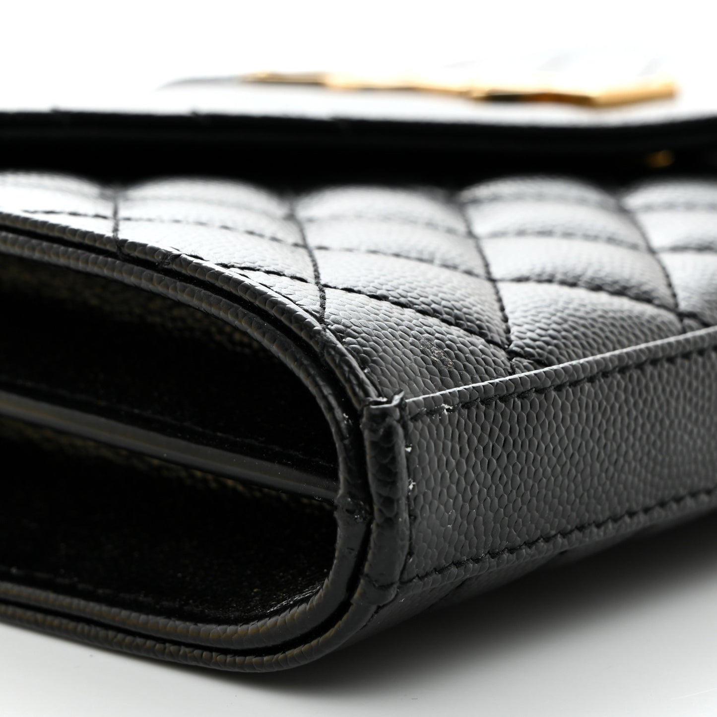 Grain De Poudre Mixed Matelasse Triquilt Monogram Chain Wallet Black
