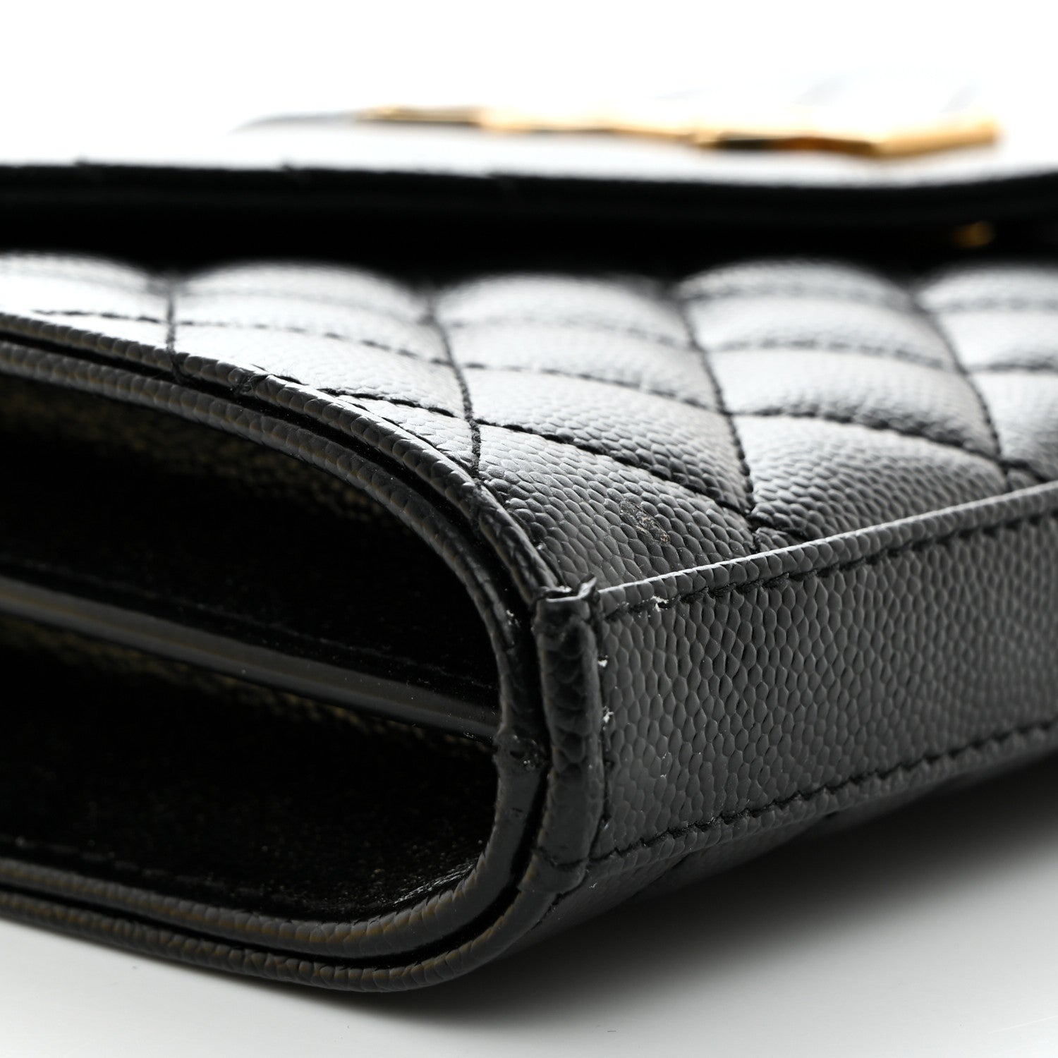 Saint Laurent Grain De Poudre Mixed Matelasse Triquilt Monogram Chain Wallet Black 9 of 10