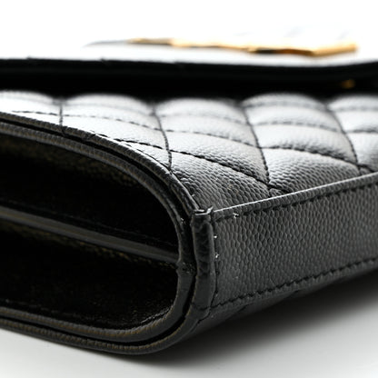 Saint Laurent Grain De Poudre Mixed Matelasse Triquilt Monogram Chain Wallet Black 9 of 10