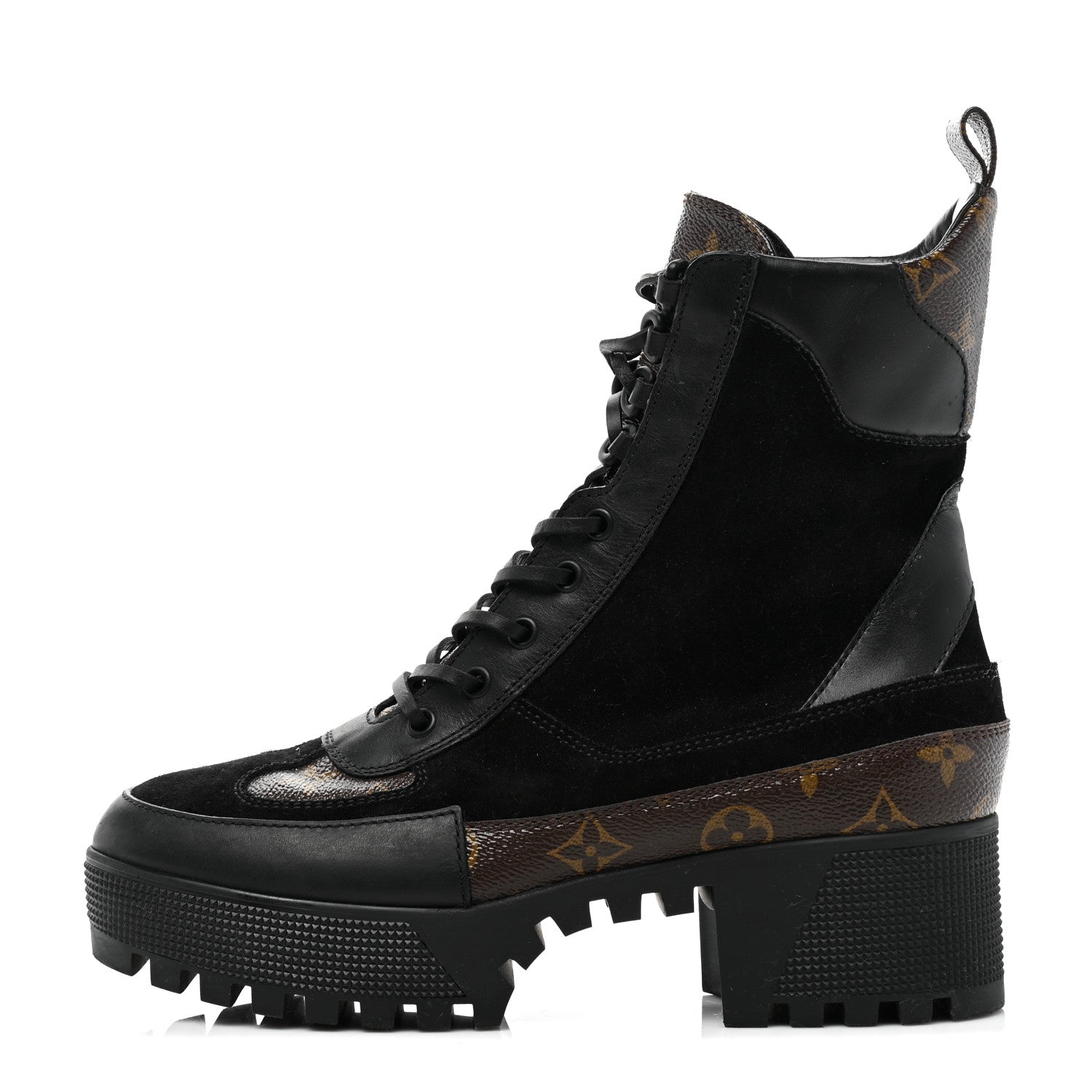 Louis Vuitton Suede Calfskin Monogram Laureate Platform Desert Boots 40 Black 1 of 7