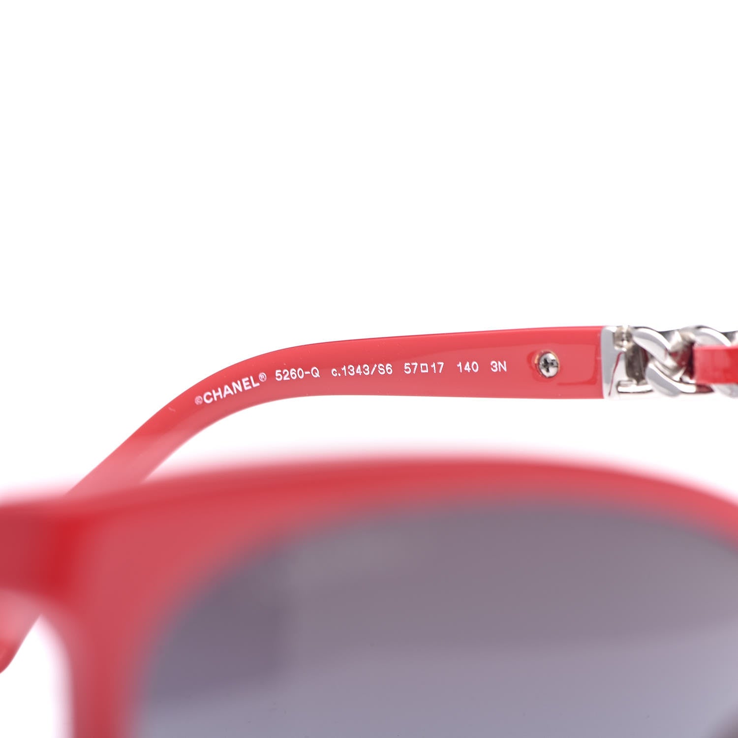 Chanel Cat Eye Chain Sunglasses 5260-Q Red 5 of 8
