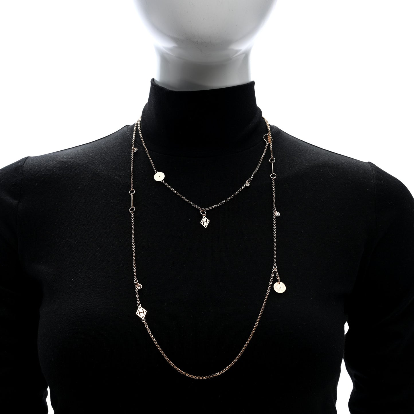 18K Rose Gold Diamond Long Gambade Necklace