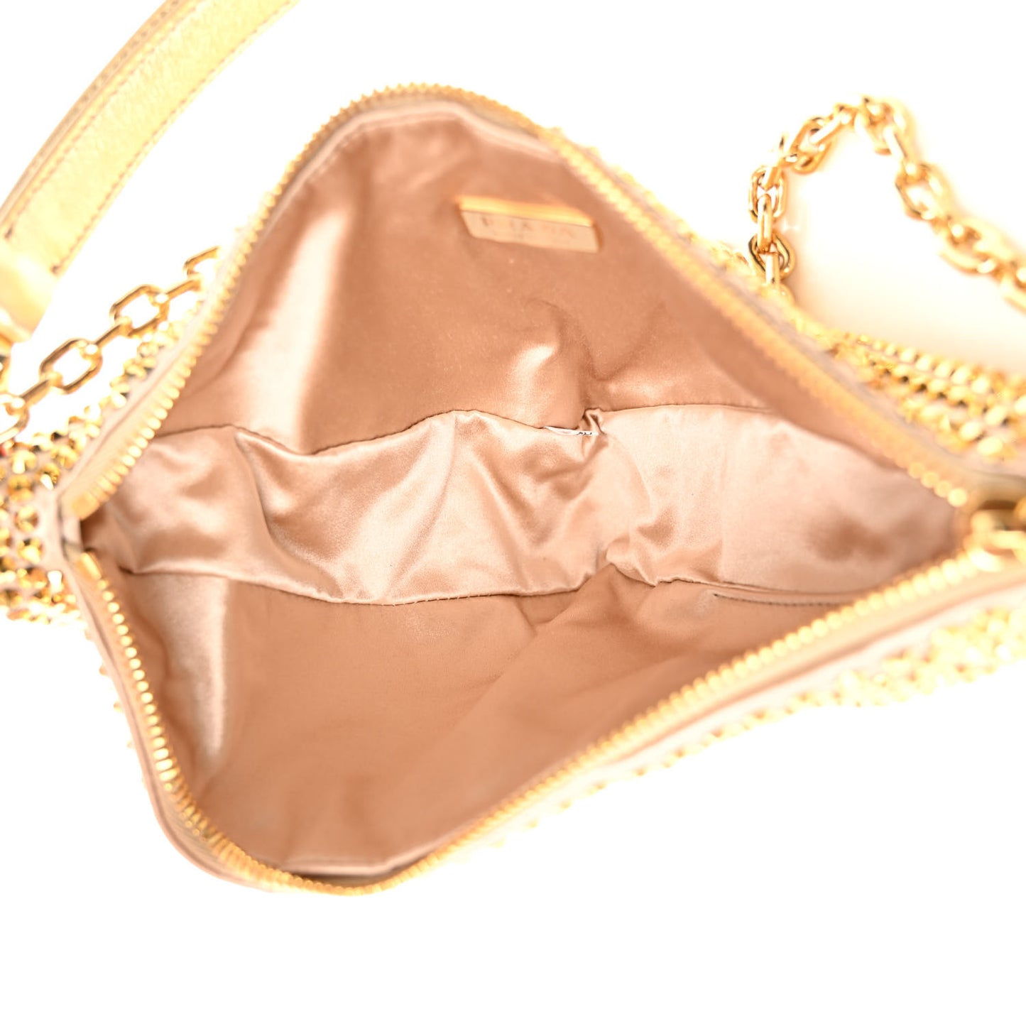 Satin Crystal Triangle Crossbody Pouch Platino