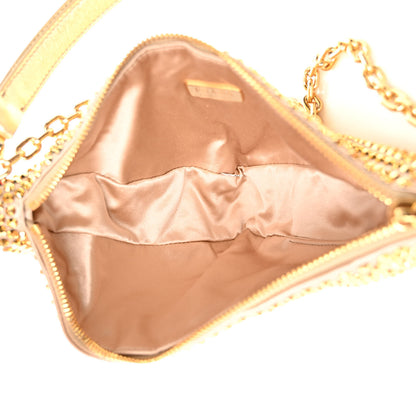 Prada Satin Crystal Triangle Crossbody Pouch Platino 5 of 10