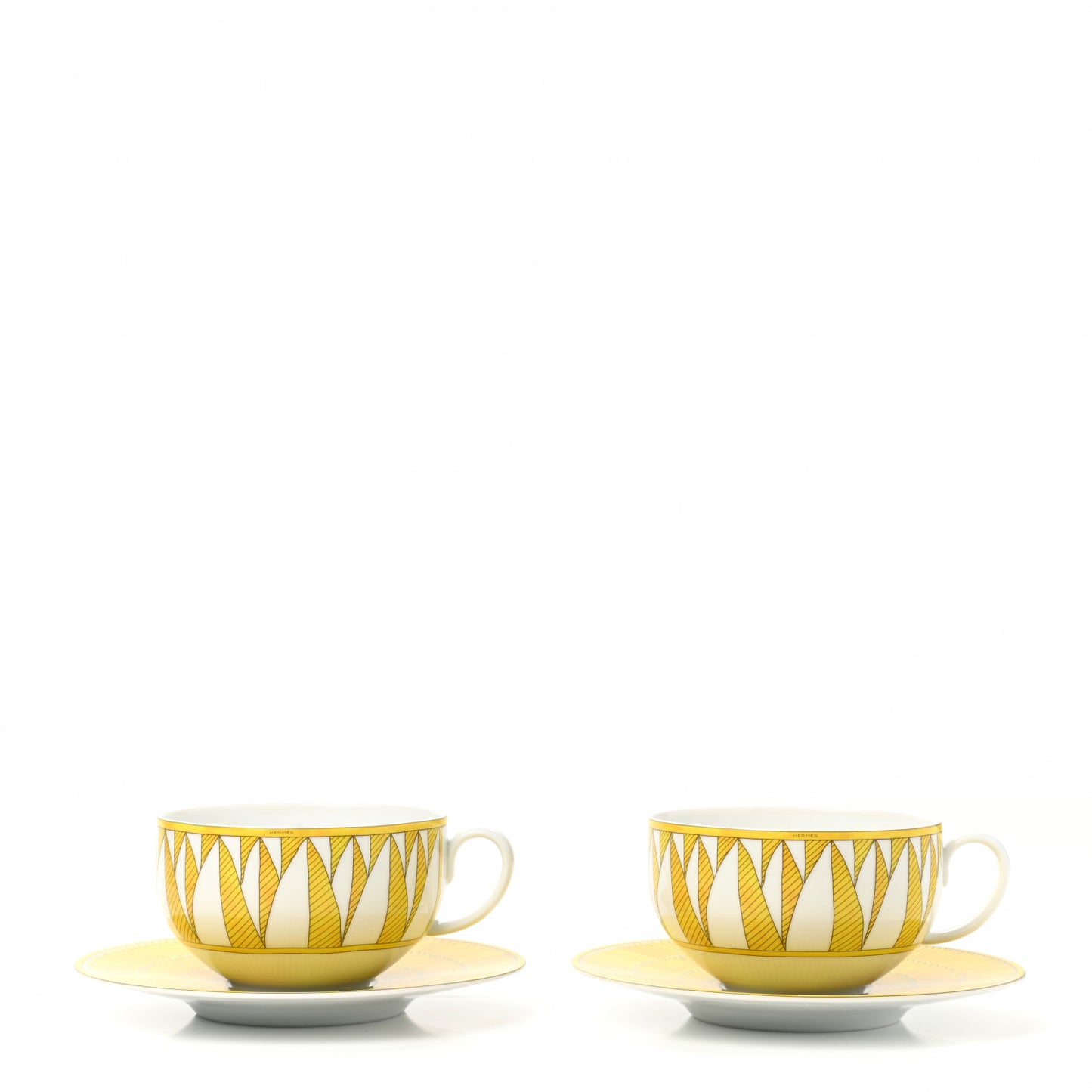 Porcelain Soleil d'Hermes Breakfast Cup And Saucer Set Of 2