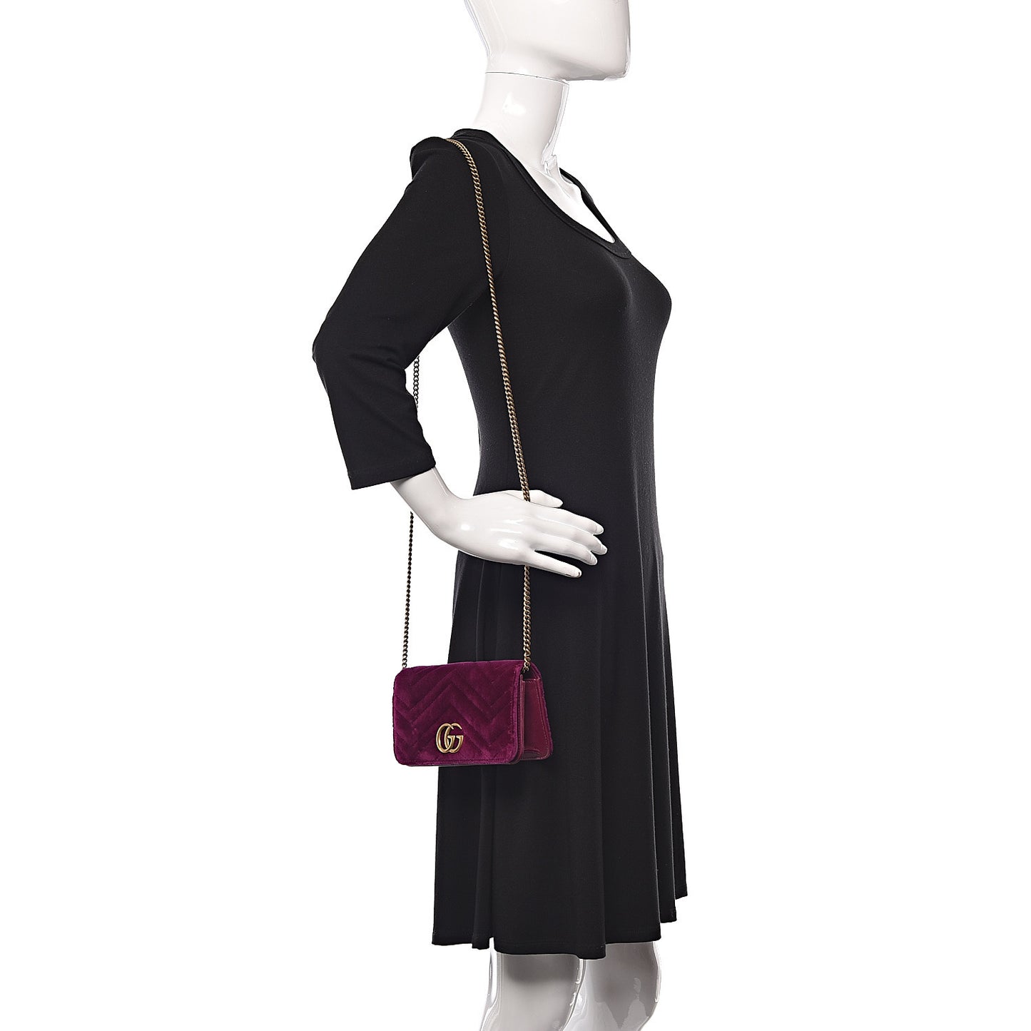 Velvet Matelasse GG Marmont Mini Bag Fuchsia Violet Cyclamen