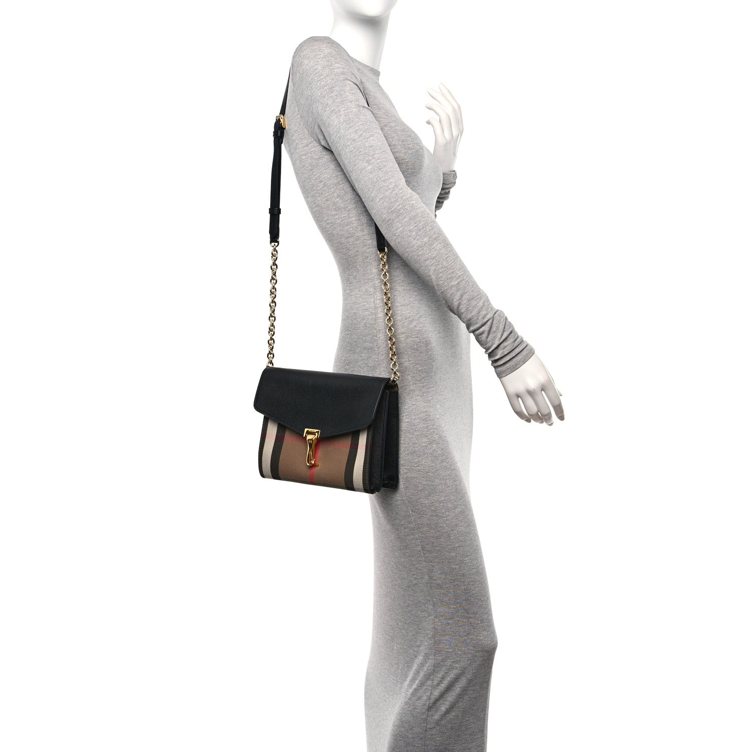 Burberry Derby Calfskin House Check Baby Macken Crossbody Bag Black 3 of 10