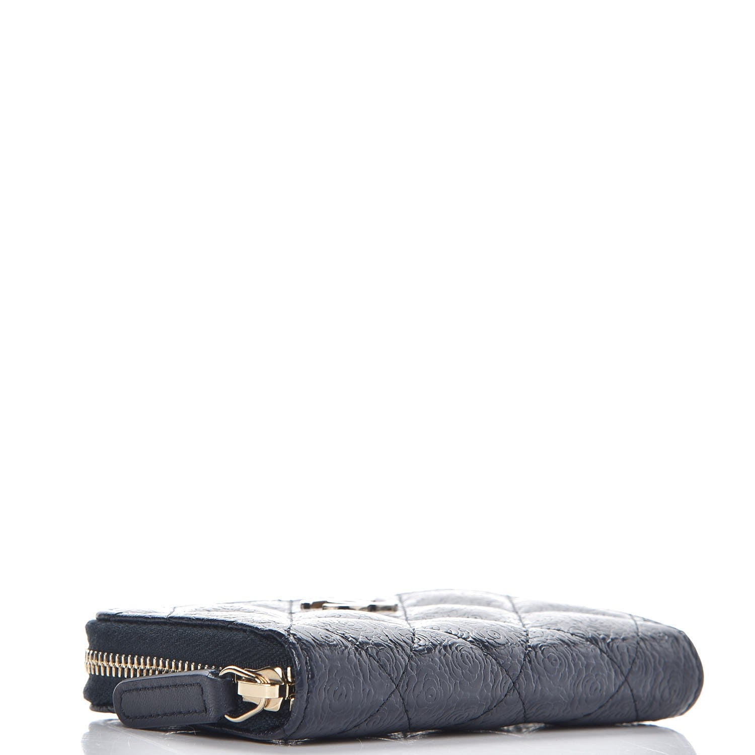 Chanel Calfskin Camellia Embossed Zip Coin Purse Navy 4 of 7