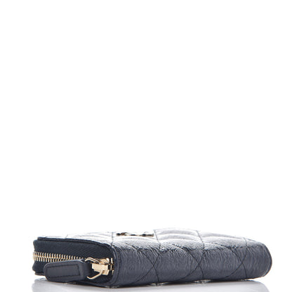 Chanel Calfskin Camellia Embossed Zip Coin Purse Navy 4 of 7