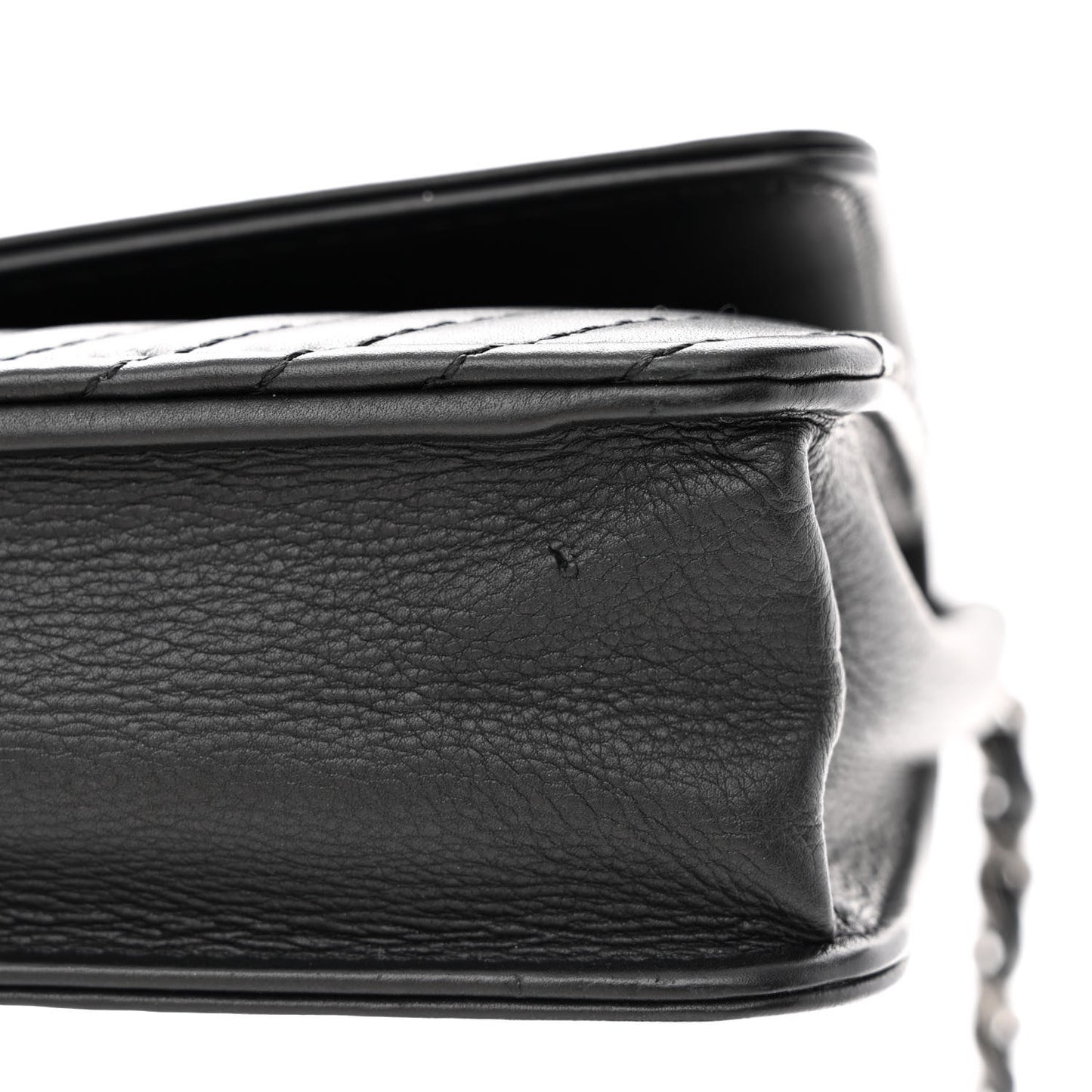 Calfskin Chevron Quilted Boy Wallet On Chain WOC Black