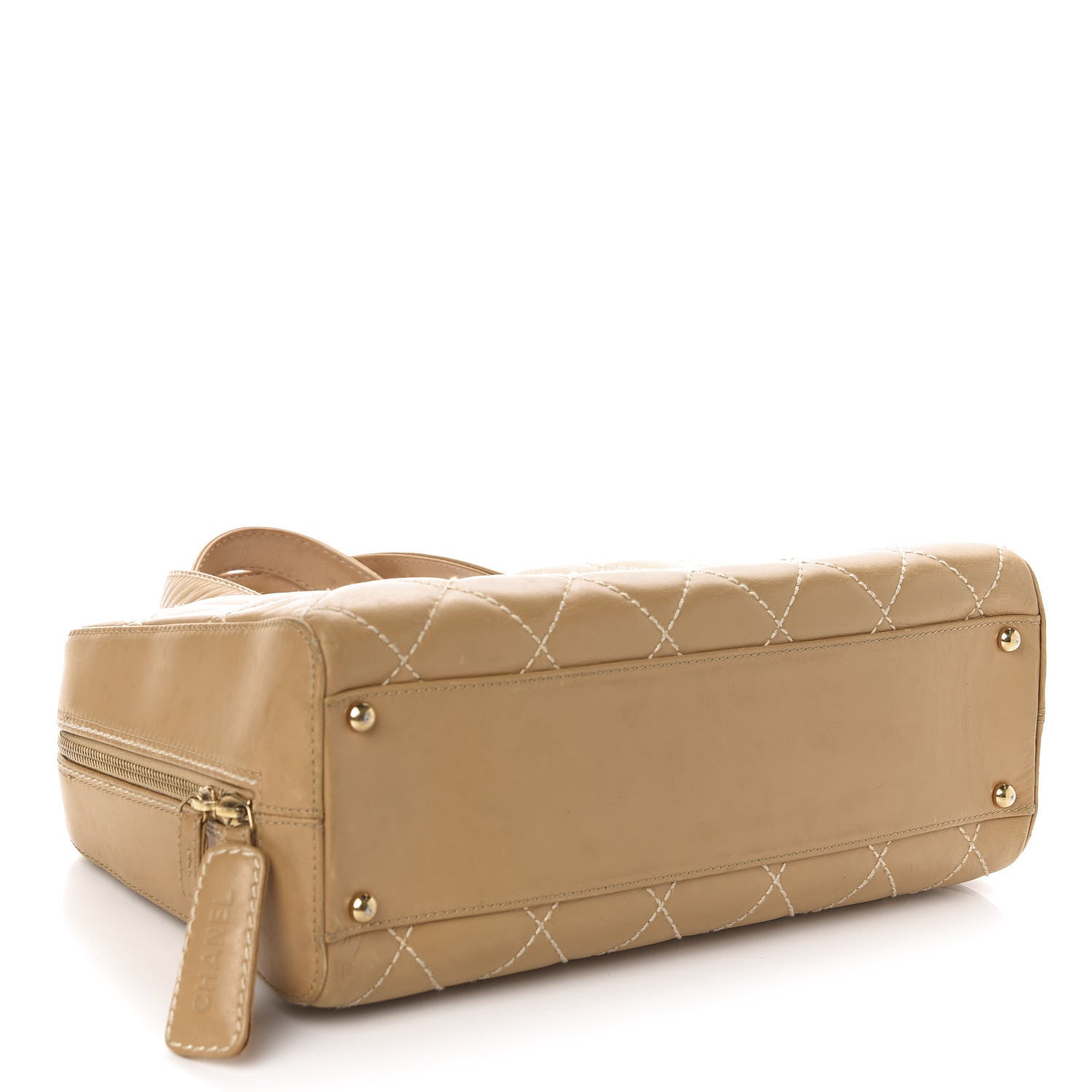 Chanel Calfskin Wild Stitch Top Handle Bag Beige 4 of 11