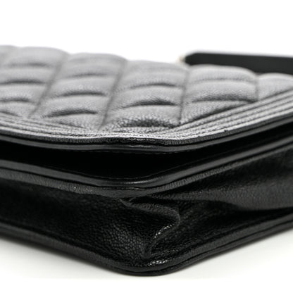 Chanel Caviar Quilted Boy Wallet On Chain WOC Black 10 of 10