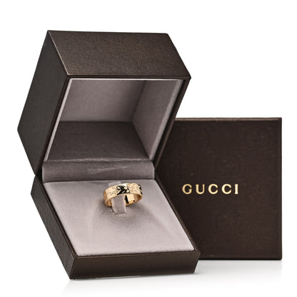 Gucci 18K Yellow Gold Enamel 6mm Icon Blooms Ring 54 6.75 6 of 6