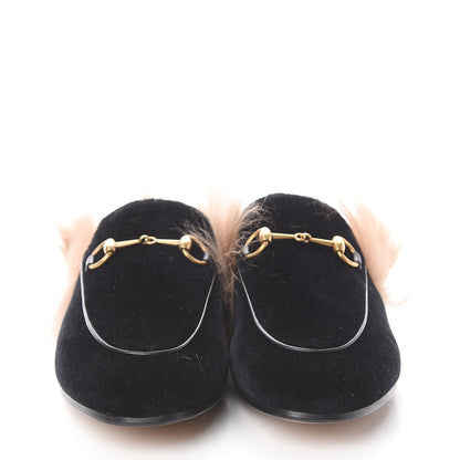 Gucci Velvet Fur Womens Princetown Slippers 38 Black 2 of 7