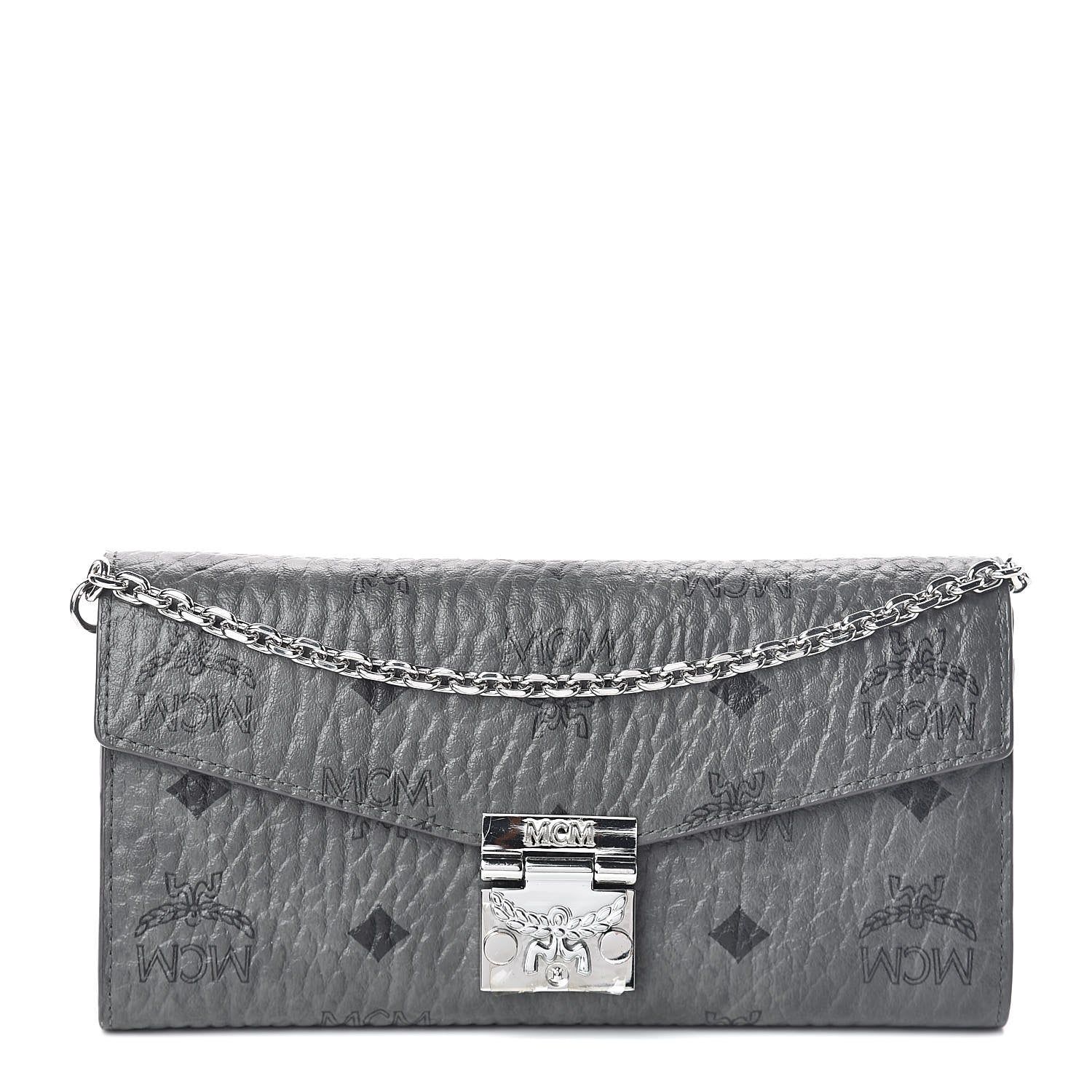 MCM Visetos Large Patricia Wallet On Chain Phantom Grey 1 of 8