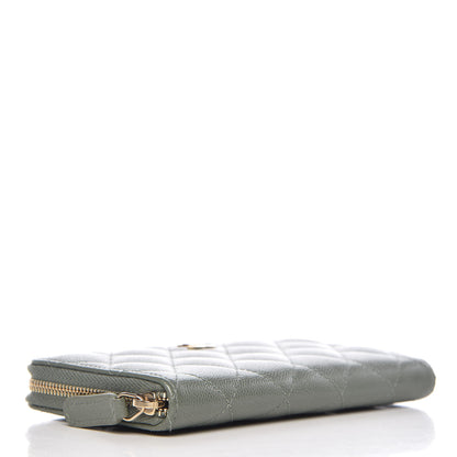 Chanel Iridescent Caviar Quilted Medium Zip Around Wallet Light Green 4 of 9