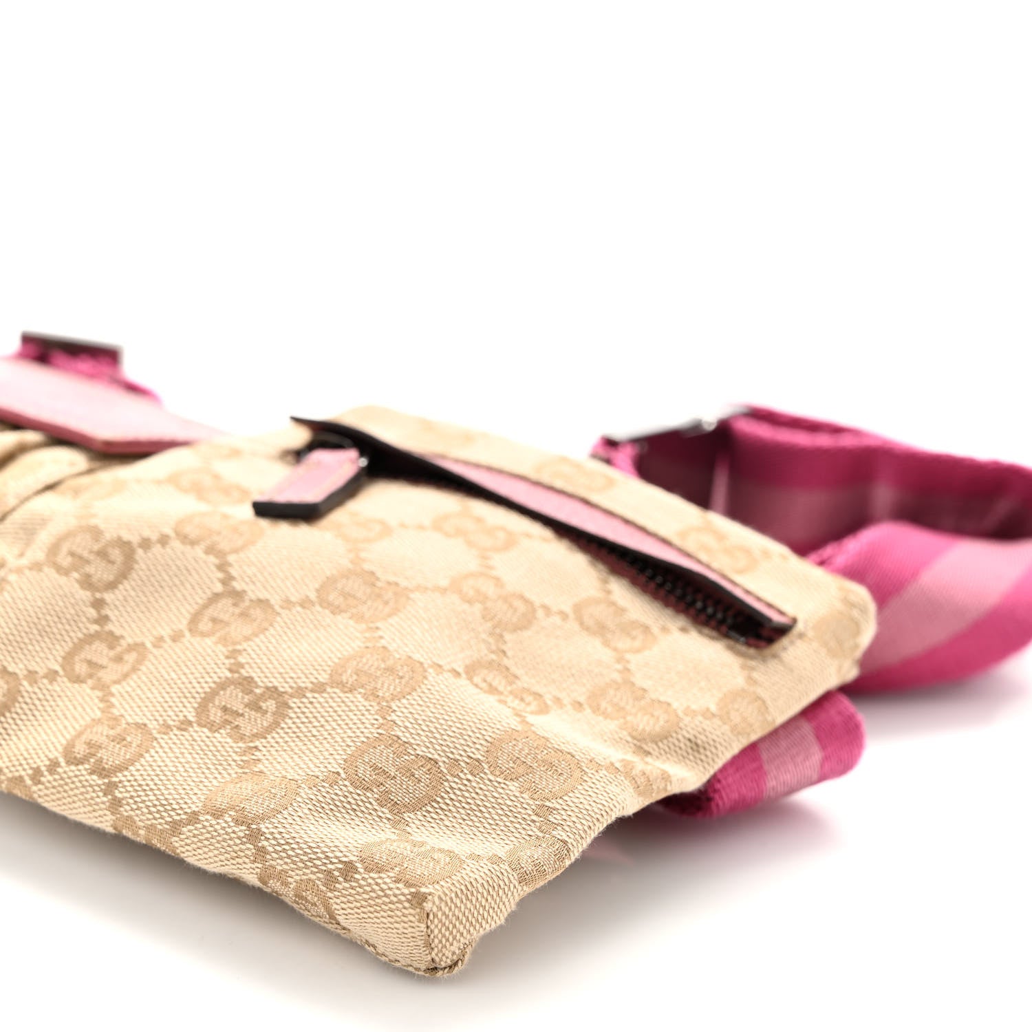 Gucci GG Monogram Web Double Pocket Belt Bag Pink 9 of 9
