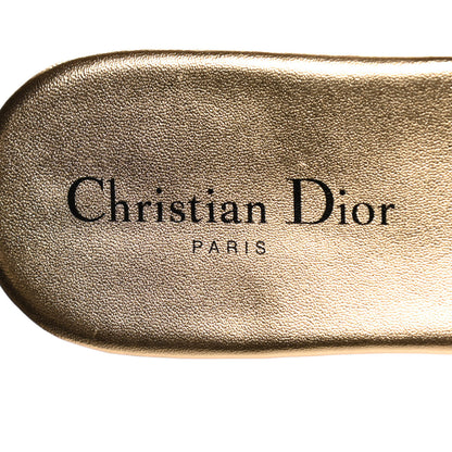 Christian Dior Canvas Lurex Embroidered Dway Flat Slide Sandals 39 Platinum 9 of 10