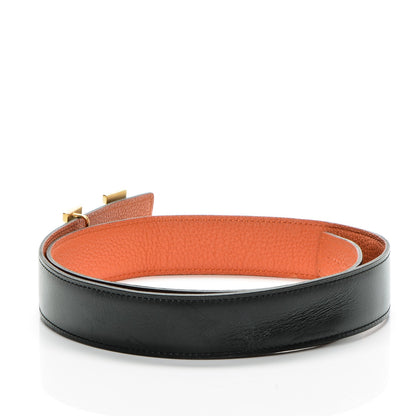 Hermes Togo Box 32mm H Belt 80 Orange Black 3 of 18