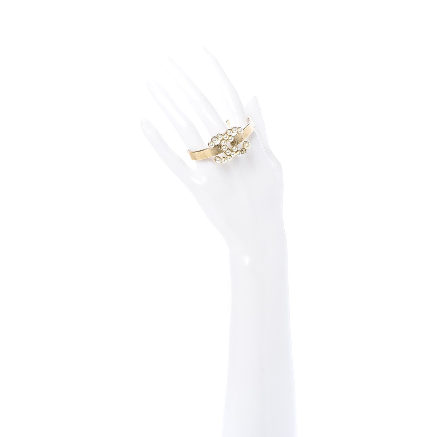 Chanel Pearl CC Cuff Bracelet Gold Pearly White 2 of 5