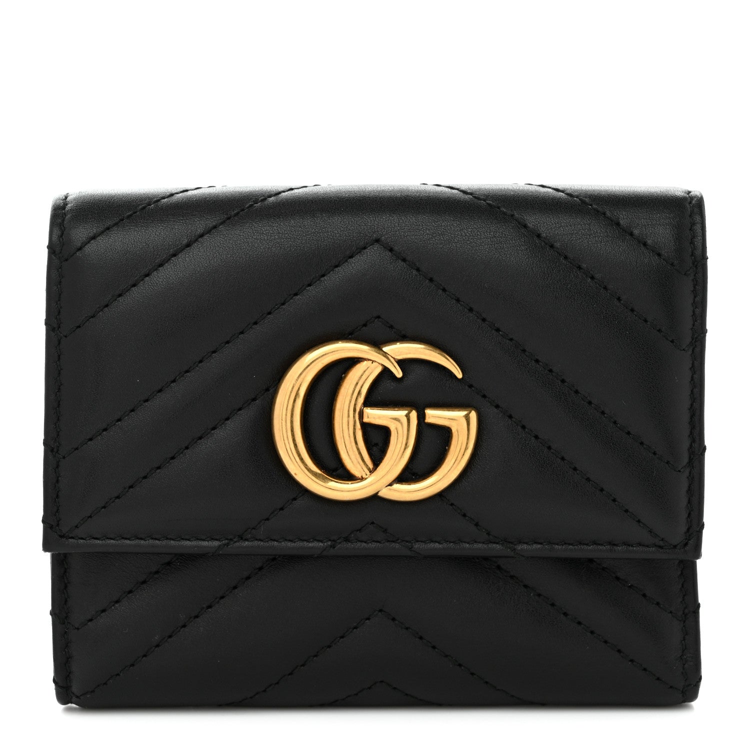 Gucci Calfskin Matelasse GG Marmont Wallet Black 1 of 7