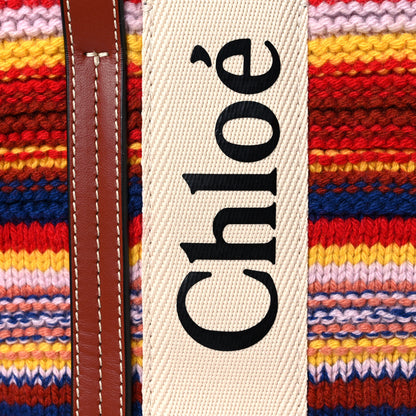Chloe Knit Calfskin Medium Woody Ribbon Tote Red Multicolor 10 of 10