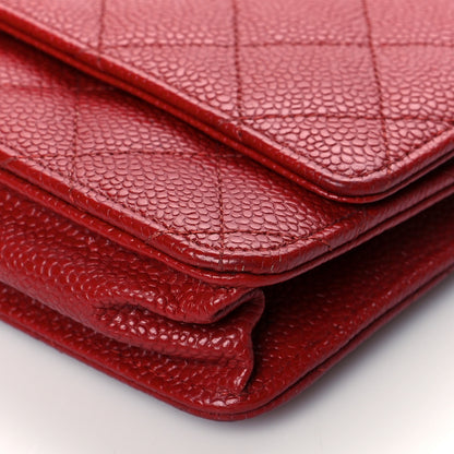 Chanel Caviar Quilted Wallet On Chain WOC Red 10 of 11