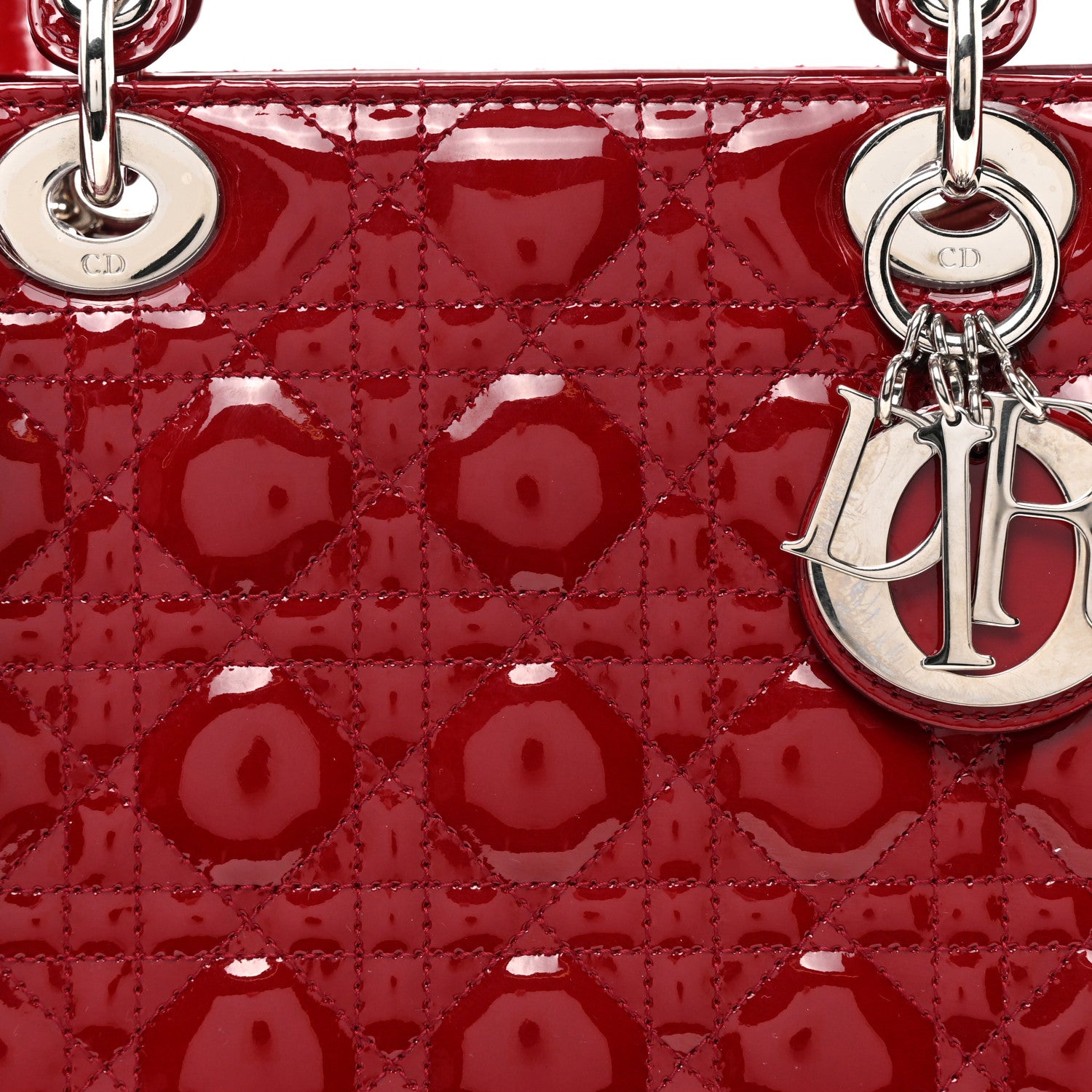 Christian Dior Patent Cannage Medium Lady Dior Burgundy Red 8 of 10