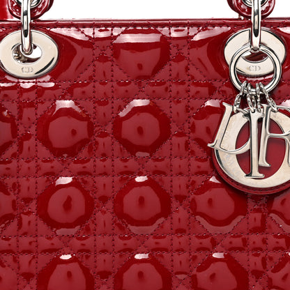 Christian Dior Patent Cannage Medium Lady Dior Burgundy Red 8 of 10