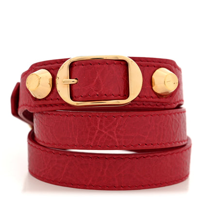 Balenciaga Agneau Giant 12 Gold Hardware Triple Tour M Bracelet Rouge Sapphire 1 of 4