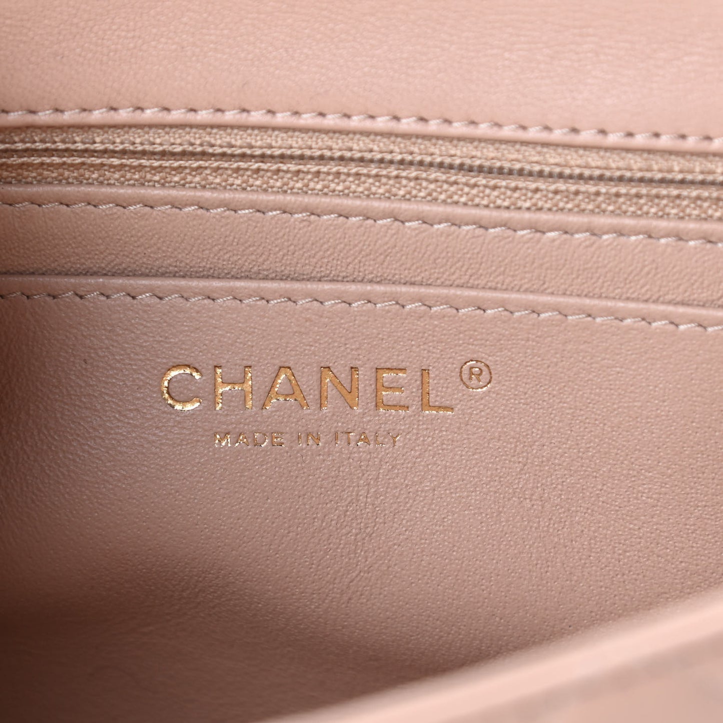 Lambskin Quilted Mini Square Flap Beige