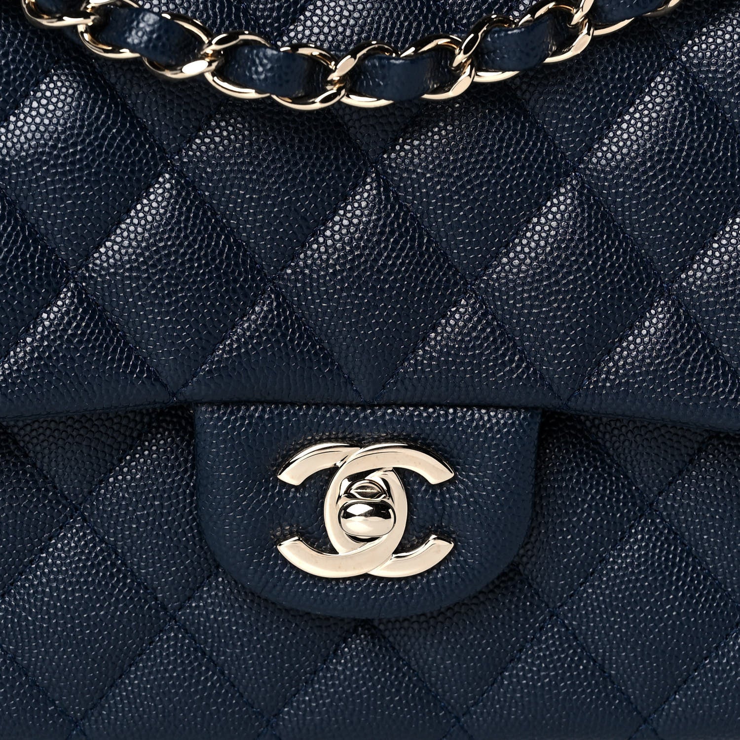 Chanel Caviar Quilted Medium Double Flap Navy 9 of 12